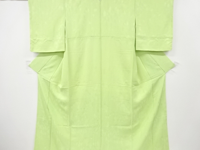 リサイクル　樹木模様織り出し一つ紋色無地着物